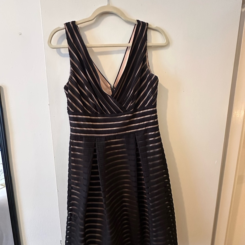 Elegant Black and Cream Striped Dress